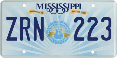 MS license plate ZRN223