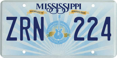 MS license plate ZRN224