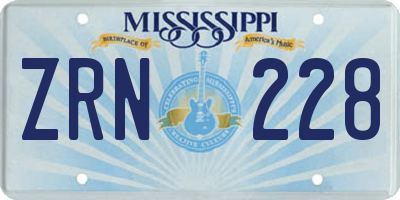 MS license plate ZRN228