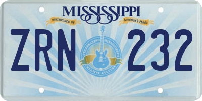 MS license plate ZRN232