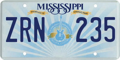 MS license plate ZRN235