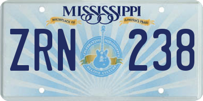 MS license plate ZRN238