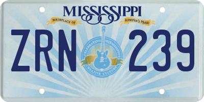 MS license plate ZRN239