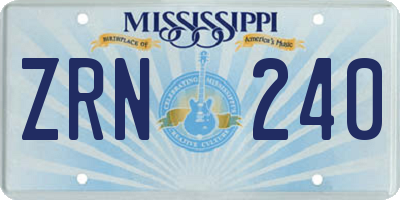 MS license plate ZRN240