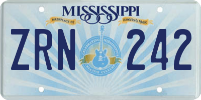 MS license plate ZRN242