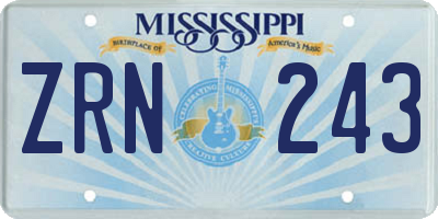 MS license plate ZRN243