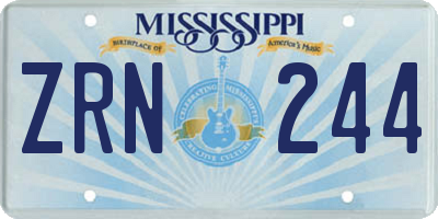 MS license plate ZRN244