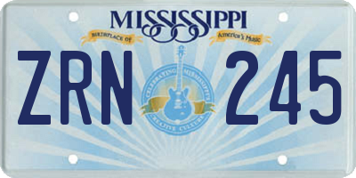 MS license plate ZRN245