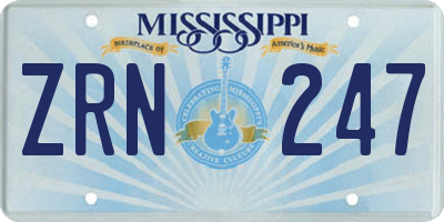 MS license plate ZRN247