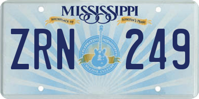 MS license plate ZRN249