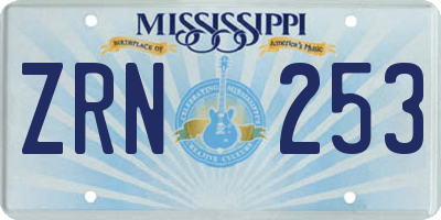 MS license plate ZRN253