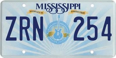 MS license plate ZRN254
