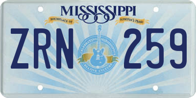 MS license plate ZRN259