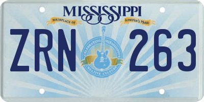 MS license plate ZRN263