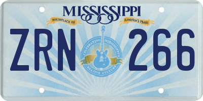 MS license plate ZRN266