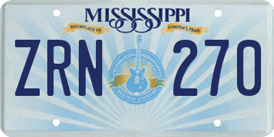 MS license plate ZRN270