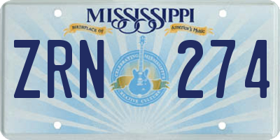 MS license plate ZRN274