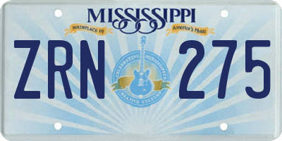 MS license plate ZRN275