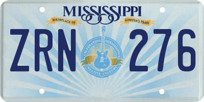 MS license plate ZRN276