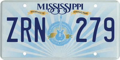 MS license plate ZRN279