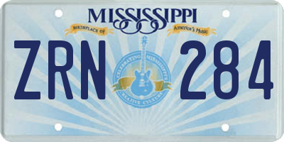 MS license plate ZRN284