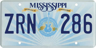 MS license plate ZRN286