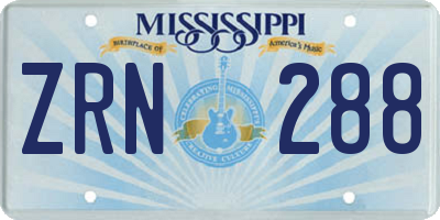 MS license plate ZRN288