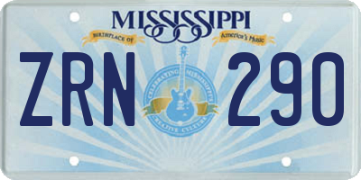 MS license plate ZRN290