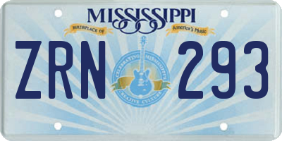 MS license plate ZRN293
