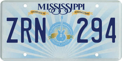 MS license plate ZRN294