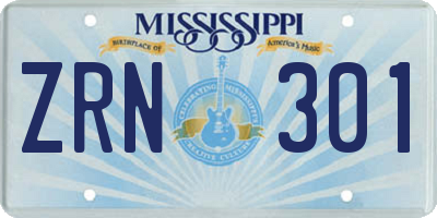 MS license plate ZRN301