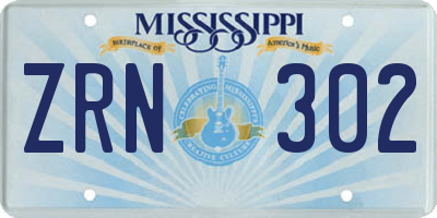 MS license plate ZRN302
