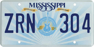 MS license plate ZRN304