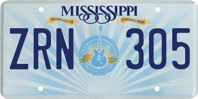 MS license plate ZRN305