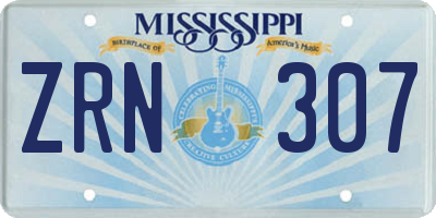 MS license plate ZRN307