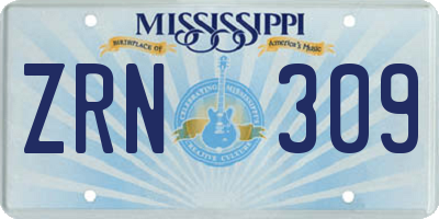 MS license plate ZRN309