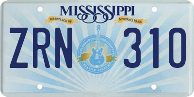 MS license plate ZRN310