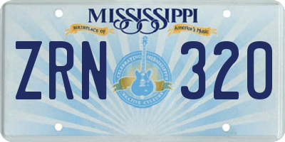 MS license plate ZRN320