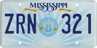 MS license plate ZRN321