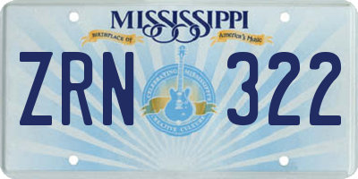 MS license plate ZRN322