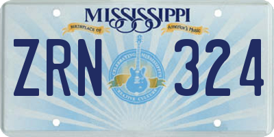 MS license plate ZRN324
