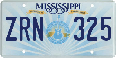 MS license plate ZRN325