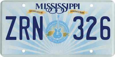 MS license plate ZRN326