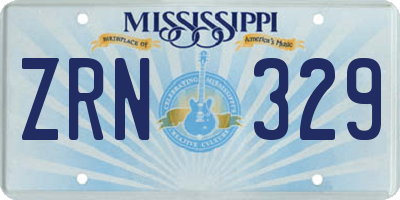MS license plate ZRN329
