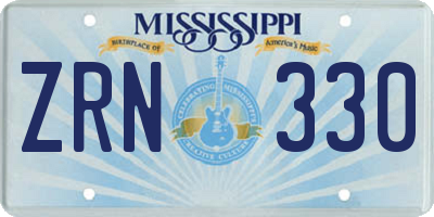 MS license plate ZRN330