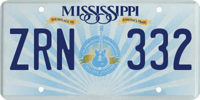 MS license plate ZRN332