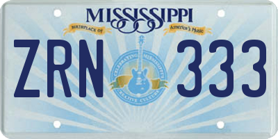 MS license plate ZRN333
