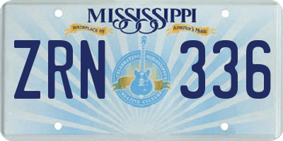 MS license plate ZRN336