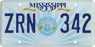 MS license plate ZRN342