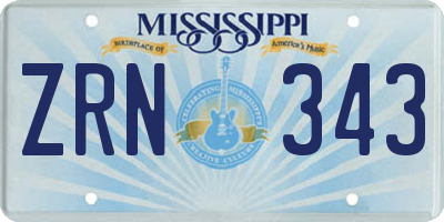 MS license plate ZRN343